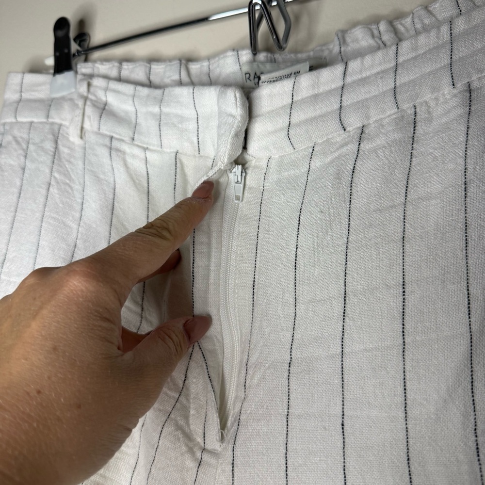 RACHEL ZOE Linen Blend Beachy Boho Vacation Striped Wide Leg Pants Trousers - Picture 3 of 7